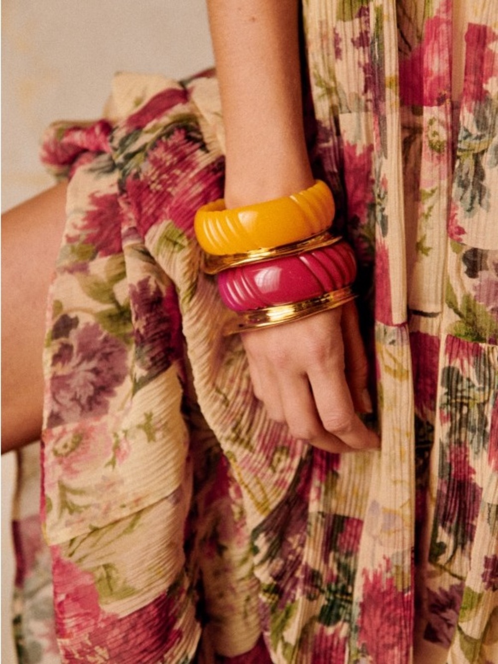 SEZANE Cream Red Rose Floral Patchwork Sleeveless Flowy Silk Alameda Maxi Dress - Picture 11 of 16
